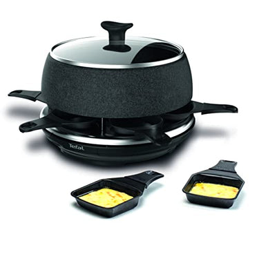 Tefal Raclette & Fondue Cheese'n Co RE12C8 | Electric raclette grill + fondue set | For 6 people | 6 pans, 6 forks, 1 pot + lid, recipe book | Stone look | Dishwasher safe | 850W on sale